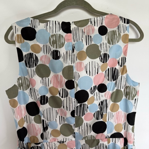 Anne Klein sleeveless pocket A-line Polka Dot Mini Dress pink black size 14 - Picture 9 of 15